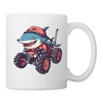 Shark Tractor Farmer - Mug - white - Right