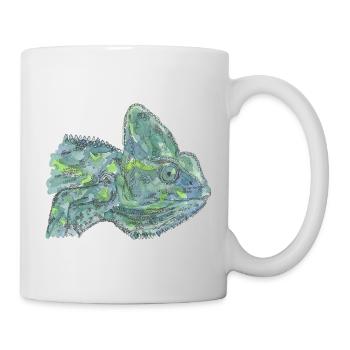 caméléon bleu turquoise Chamaeleon zeylandicus - Mug blanc - blanc - Droite
