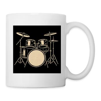 Black Silver Drumset Illustration - Mug - white - Right