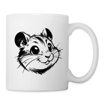 Knuffiger Hamster mit fröhlichen lebhaften Augen - Tasse - Weiß - Rechts