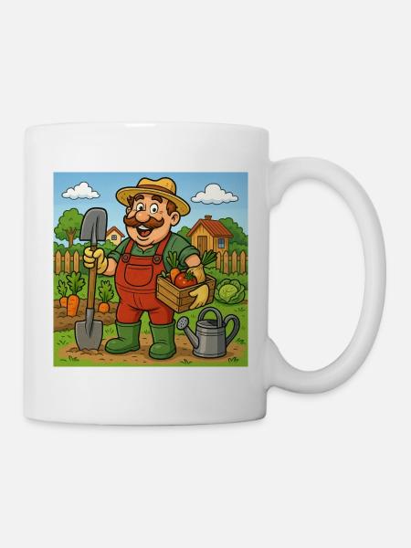 Farmer with Harvest Basket - Mug - white
