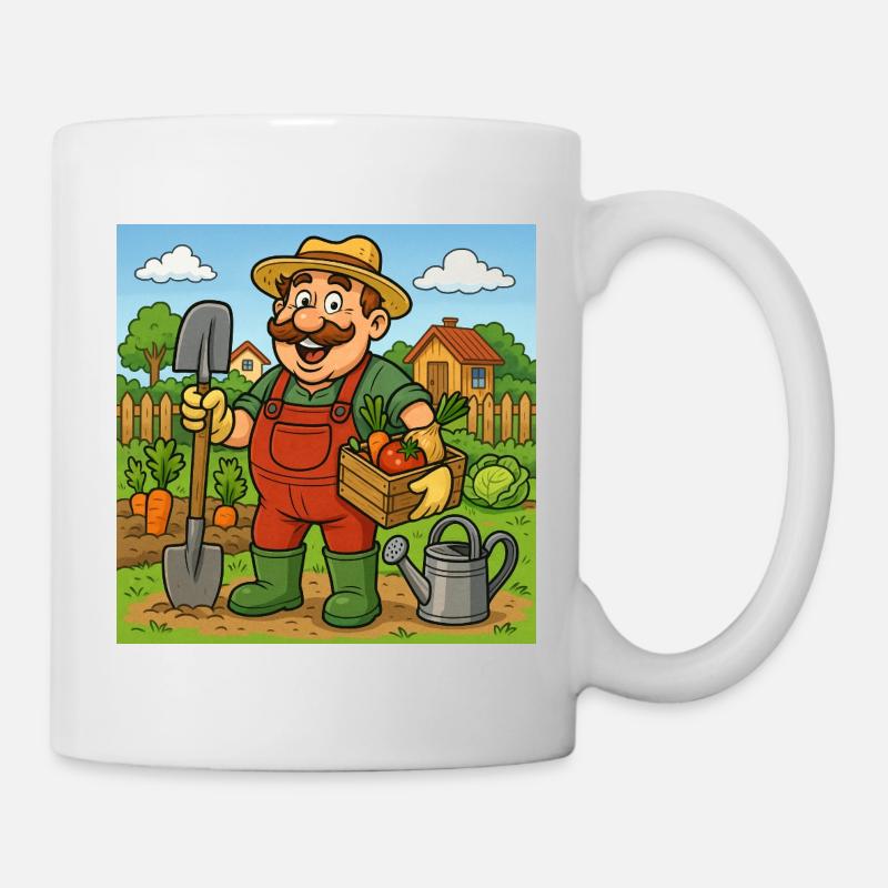 Bauer mit Erntekorb - Tasse - Weiß