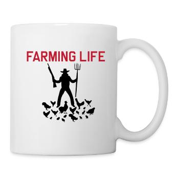 Nouveau design : Fermier fou en rouge noir - Mug blanc - blanc - Droite
