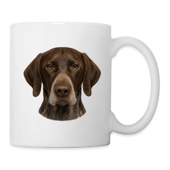 Braunes Hundegesicht Nahaufnahme - Tasse - Weiß - Rechts