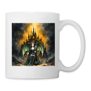 Winged sorceress before castle - Mug - white - Right