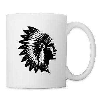 Proud warrior face with magnificent headdress - Mug - white - Right