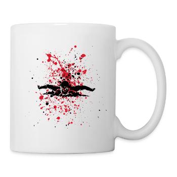 Schwimmer und rote Spritzer auf schwarzem Hintergrund - Tasse - Weiß - Rechts