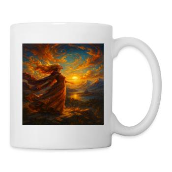 Robe couchant de soleil en lumière ambrée - Mug blanc - blanc - Droite