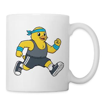 Cartoon Ente Marathon Jogging Sport Sportlich - Tasse - Weiß - Rechts