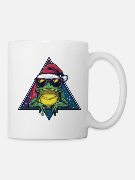 Frosch im Santa Triangle - Tasse - Weiß