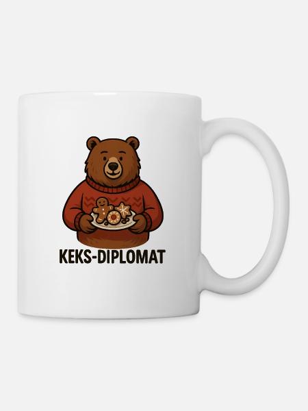 Keks-Diplomat Bär mit Keksen - Tasse - Weiß