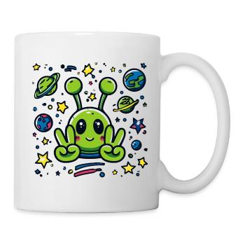 Little Alien Peace Sign Space - Mug - white - Right