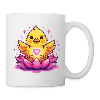 Poussin au lotus avec le cœur - Mug blanc - blanc - Droite