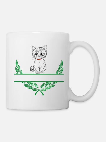 Lorbeerkranz mit Namensraum - Tasse - Weiß