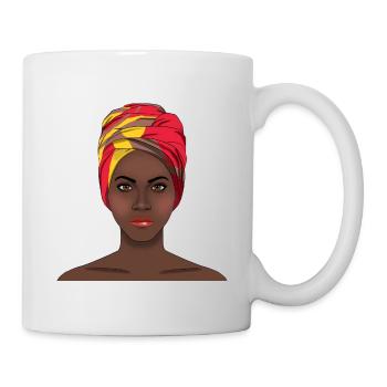 Art audacieux de femme africaine avec un bandeau coloré vibrant - Mug blanc - blanc - Droite
