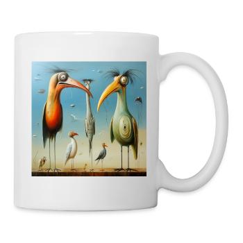 Volée surréaliste d’oiseaux sur la plage - Mug blanc - blanc - Droite