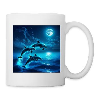 Moonlit Night Dolphin Jumps - Mug - white - Right