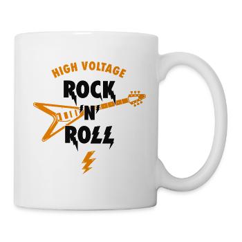 High Voltage Rock'N'Roll Music Slogan With Guitar - Mug - white - Right