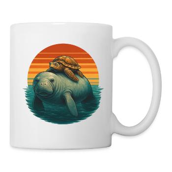 Manatee Schildkröte Ozean Freunde - Tasse - Weiß - Rechts