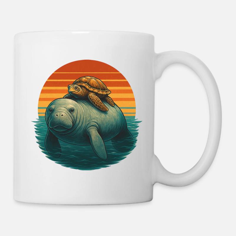 Manatee Schildkröte Ozean Freunde - Tasse - Weiß