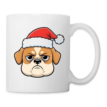 Grim Bulldog au Chapeau du Père Noël Anti-Noël - Mug blanc - blanc - Droite