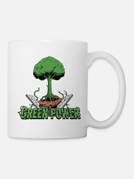 Grüner Energie-Baum - Tasse - Weiß