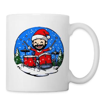 Schlagzeuger Christmas - Tasse - Weiß - Rechts
