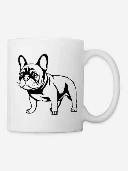 französische Bulldogge schwarz Bulldoggen T-shirt - Kop/krus - hvid