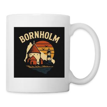 Bornholm Sunset at Lighthouse and Harbour - Mug - white - Right