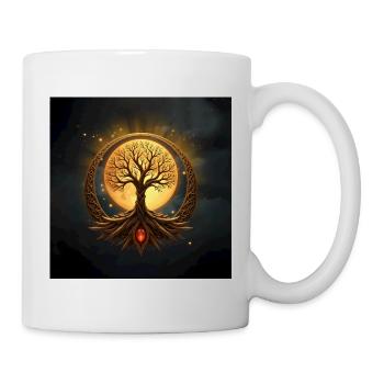 Goldener Mondkreisbaum - Tasse - Weiß - Rechts