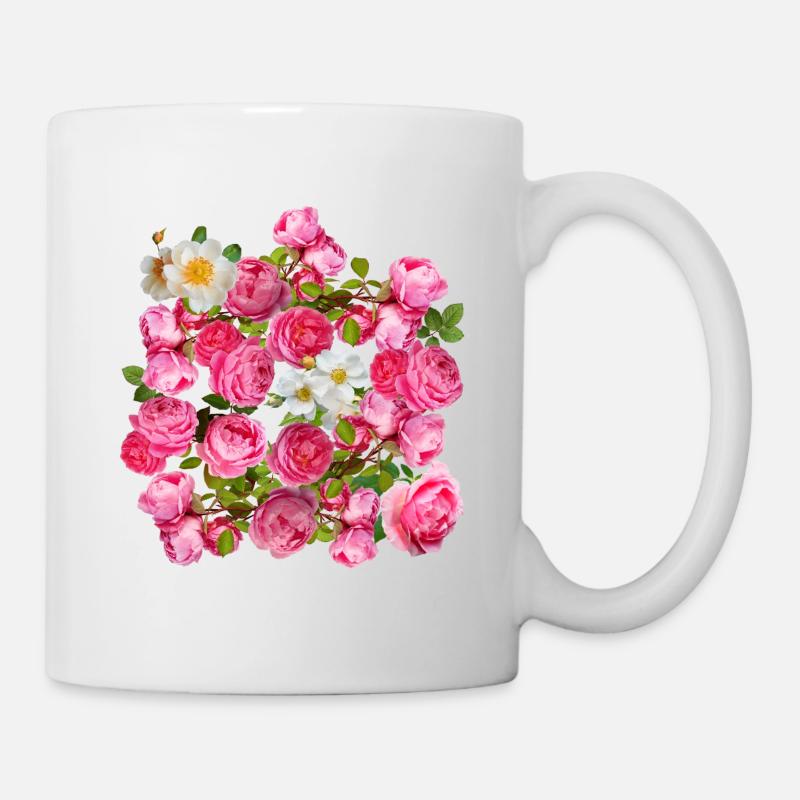 Magie de la fleur mélange rose et rose - Mug blanc - blanc