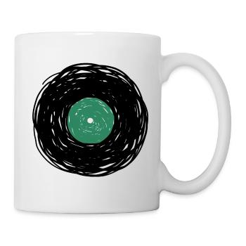 Skizzenzeichnung auf Vinylalbum - Tasse - Weiß - Rechts