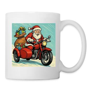 Le Père Noël sur une moto avec side-car – Style comics - Mug blanc - blanc - Droite