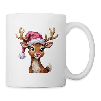 Cute Reindeer with Santa Hat Oilpainting - Mug - white - Right