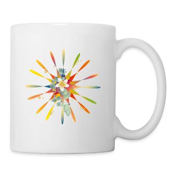 Strahlender Regenbogenstern mit exotischer Blüte - Tasse - Weiß - Rechts