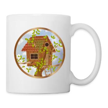 Gemütliches Baumhaus in der Baumkrone - Tasse - Weiß - Rechts
