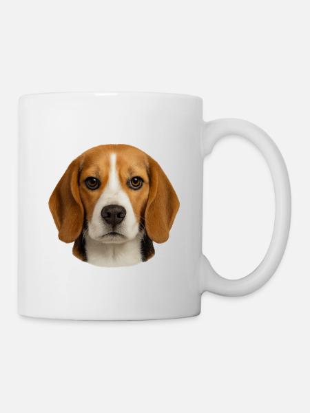 Beagle Porträt Motiv - Tasse - Weiß