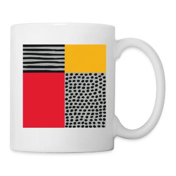 Scandi Art: Abstrakte Geometrie in Rot-Orange - Tasse - Weiß - Rechts