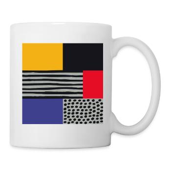 Scandi Art: Abstract Geometry in Red Blue Orange - Mug - white - Right