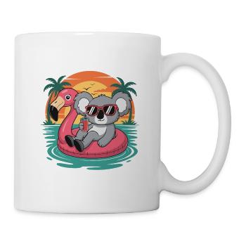 Lustiger Koala-Tropensommer-Flamingo-Float - Tasse - Weiß - Rechts