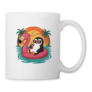 Char de flamant rose tropical d’été du Pingouin drôle - Mug blanc - blanc - Droite