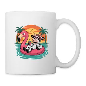Lustige Kuh-Tropensommer-Flamingo-Float - Tasse - Weiß - Rechts