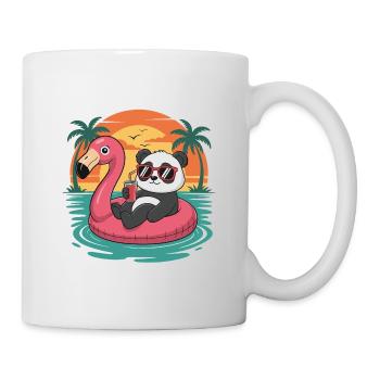 Drôle de char de flamant rose tropical d’été panda - Mug blanc - blanc - Droite