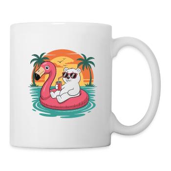 Char drôle d’ours polaires d’été tropical de flamants roses - Mug blanc - blanc - Droite