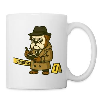 Detective Bulldog at Crime Scene Notes - Mug - white - Right