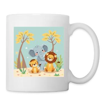 Trio Animal Doux Lionceau Éléphant - Mug blanc - blanc - Droite