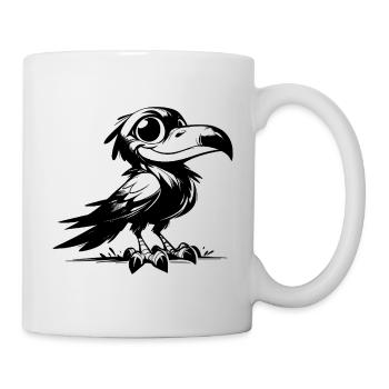 Spaßiger lachender Rabe mit goßen Augen - Tasse - Weiß - Rechts