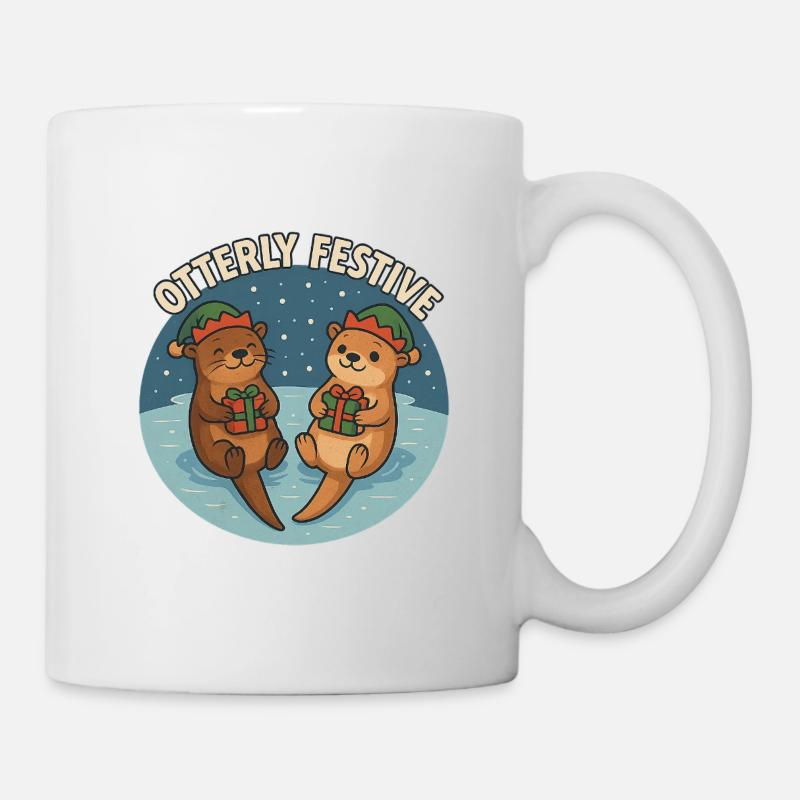 Otterfestliche Otter mit Geschenken - Tasse - Weiß