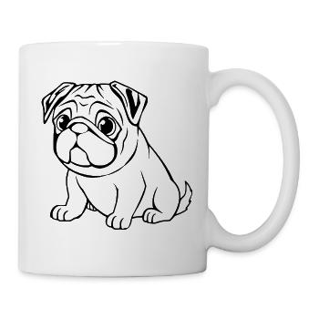 Mops schwarz Hunde T-shirt Geschenk Weihnachten - Tasse - Weiß - Rechts