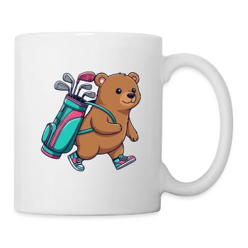 Funny Bear Golfer Cartoon Cool Golf Animal - Mug - white - Right